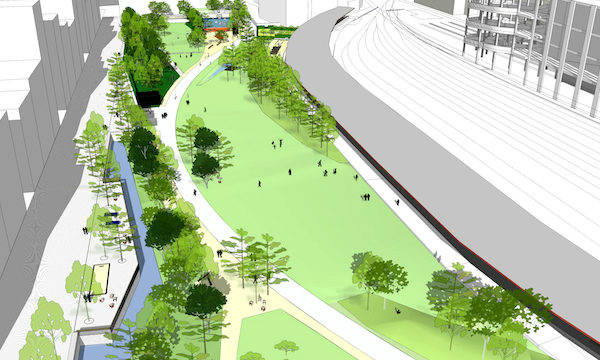 Visuel du projet de parc sur le secteur Chapelle Charbon. © Agence Laverne