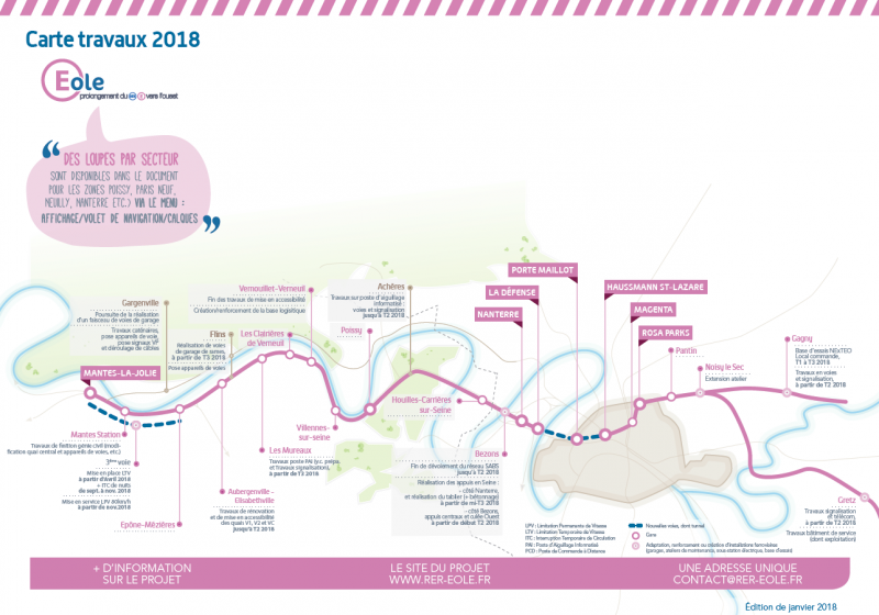 EOLE : cartographie des travaux 2018