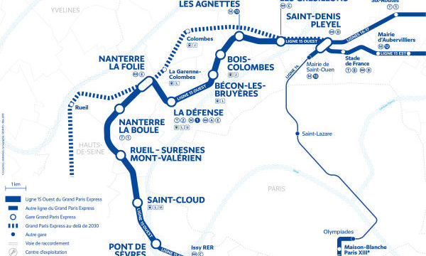 Tracé de la ligne 15 ouest. © SGP