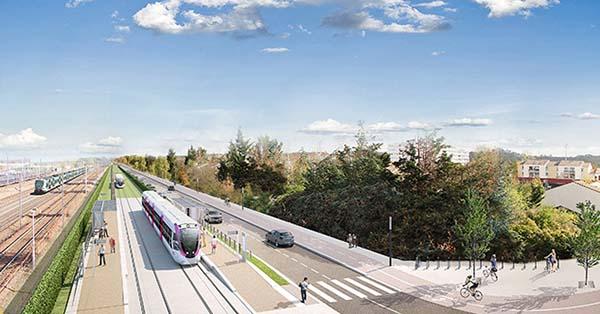 Vue du futur Tram 13 express à Poissy. © IDF mobilités