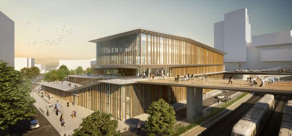 Future gare de Saint-Denis Pleyel. © SGP/Kengo Kuma